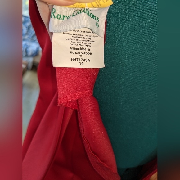 Vtg 1980s Rare Editions Red Formal Short Sleeve Dress W/ Red Feather Trim Sz 14 - Picture 3 of 6